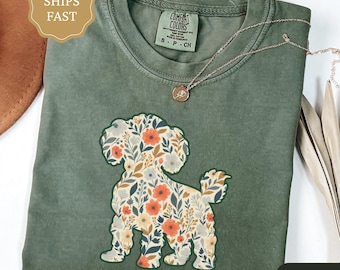 Comfort Colors Floral Poodle Shirt, Poodle Lover Shirt, Gift for Poodle Mom Shirt, Poodle Mama Gift, Boho Dog Shirt Gift for Her