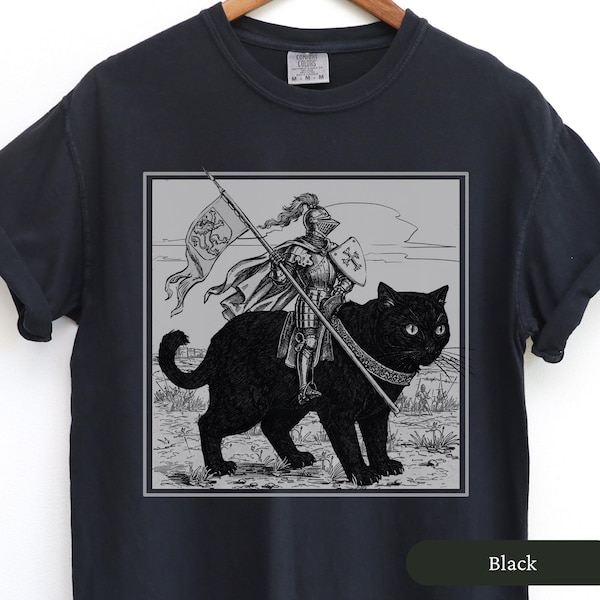 Medieval Knight Shirt, Renaissance Fair Knight Cat Rider, Funny Medieval Shirt, Ren Faire, Funny Meme Shirt, Medieval Fantasy Gift