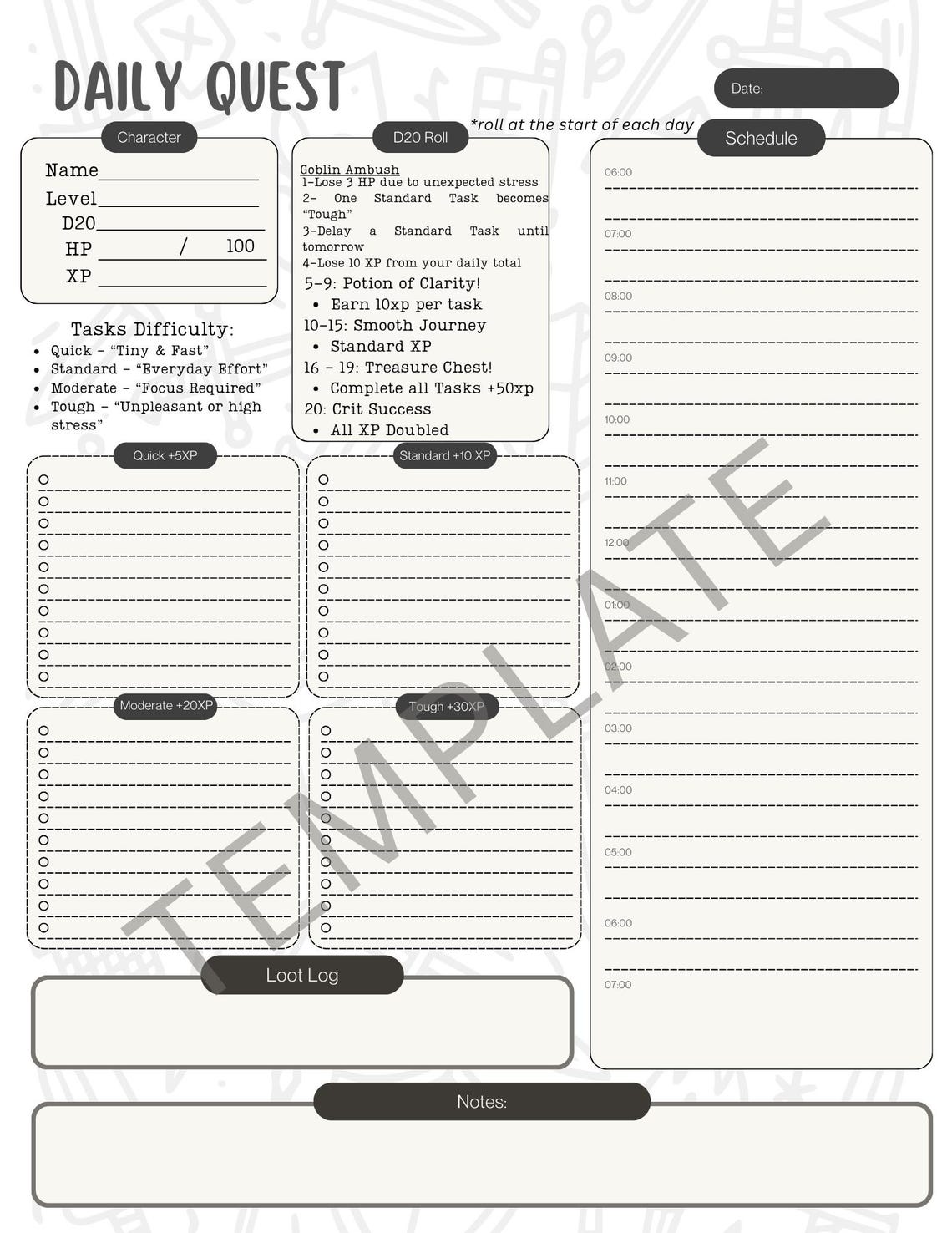 Quick Log Racpg Quest Log – A Gamified Productivity Planner (rpg-inspired) - Etsy