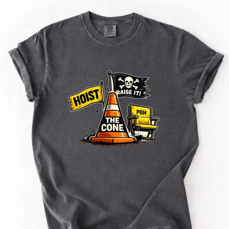 Hoist The Cone PNG: Funny Pittsburgh Baseball Yinzer Humor PNG Black And Gold Fan Meme Design (Digital Download) image 4