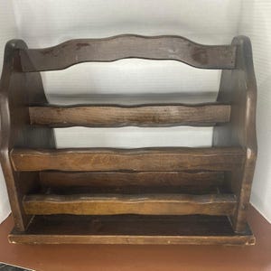 Vintage Mid Century Wood Decor Colonial Style Wooden Magazine Stand Rack Holder