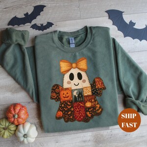 Comfort Colors® Halloween-shirt, Coquette Ghost-shirt, Halloweencadeau, Spookachtig Seizoen-shirt, Girly Halloween-T-shirt, Leuk Ghost-shirt