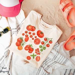 Comfort Colors® Tomato Shirt, Fruit Shirt, Botanical Shirt, Cottagecore Clothing Vegan Shirt, Garden Shirt Vegetable Shirt,Aesthetic Clothes