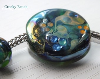 Handmade Lampwork beads -Blue Lagoon - Creeky Beads SRA