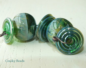 Handmade Lampwork beads "silver glass mix" Creeky Beads SRA
