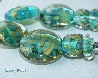 Handmade Lampwork beads "Turquoise Mix" Creeky Beads SRA