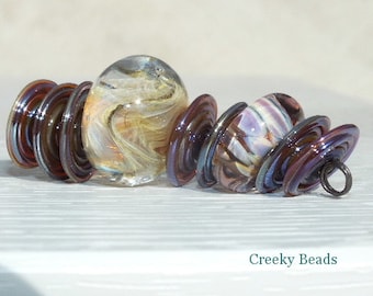 Handmade Lampwork beads - Swirls and Discs - Creeky Beads SRA