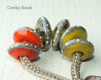 Handmade Lampwork beads - Large Hole - Citrus - Creeky Beads SRA