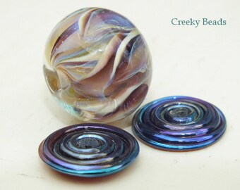 Handmade Lampwork beads "Petals & discs" Creeky Beads SRA