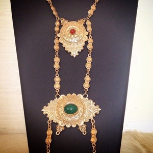 80s bold gold signed accessocraft nyc necklace, vintage statement jewelry mothers day gift for her