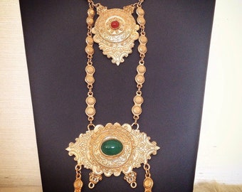 80s bold gold signed accessocraft nyc necklace, vintage statement jewelry mothers day gift for her