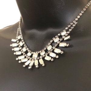 dramatic deco rhinestone choker, beautiful bridal necklace, vintage rhinestone necklace, gorgeous gift for her, 15 inch choker