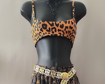 leopard print bandeau bikini top small, extra small