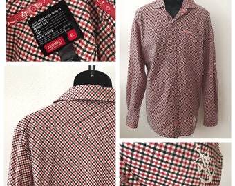 Vintage Akademiks Western Shirt, Red Black Check, Mens XL