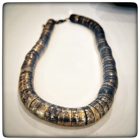 antiqueed brass choker / boho brass choker / vinta