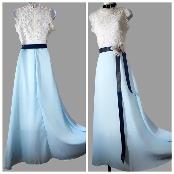 blue dress for baby girl Pastel Blue Lace Overlay Wedding Dress Polina Size 10 / Custom Color main image 1