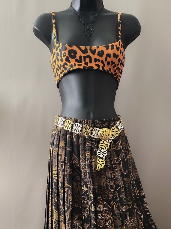 leopard print bandeau bikini top small, extra smal