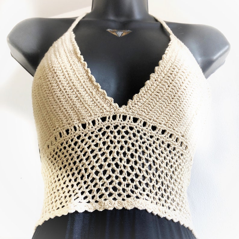 vintage crochet maxi dress boho halter dress black and ivory long dress
