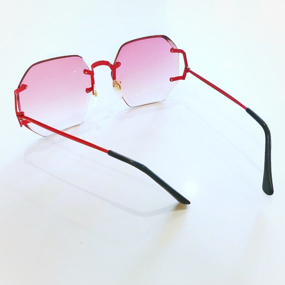 retro red mod metal frame sunglasses, 60s 70s sty… - image 3