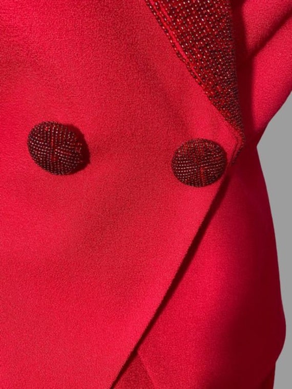 80s nolan miller red beaded suit, dynasty designe… - image 7