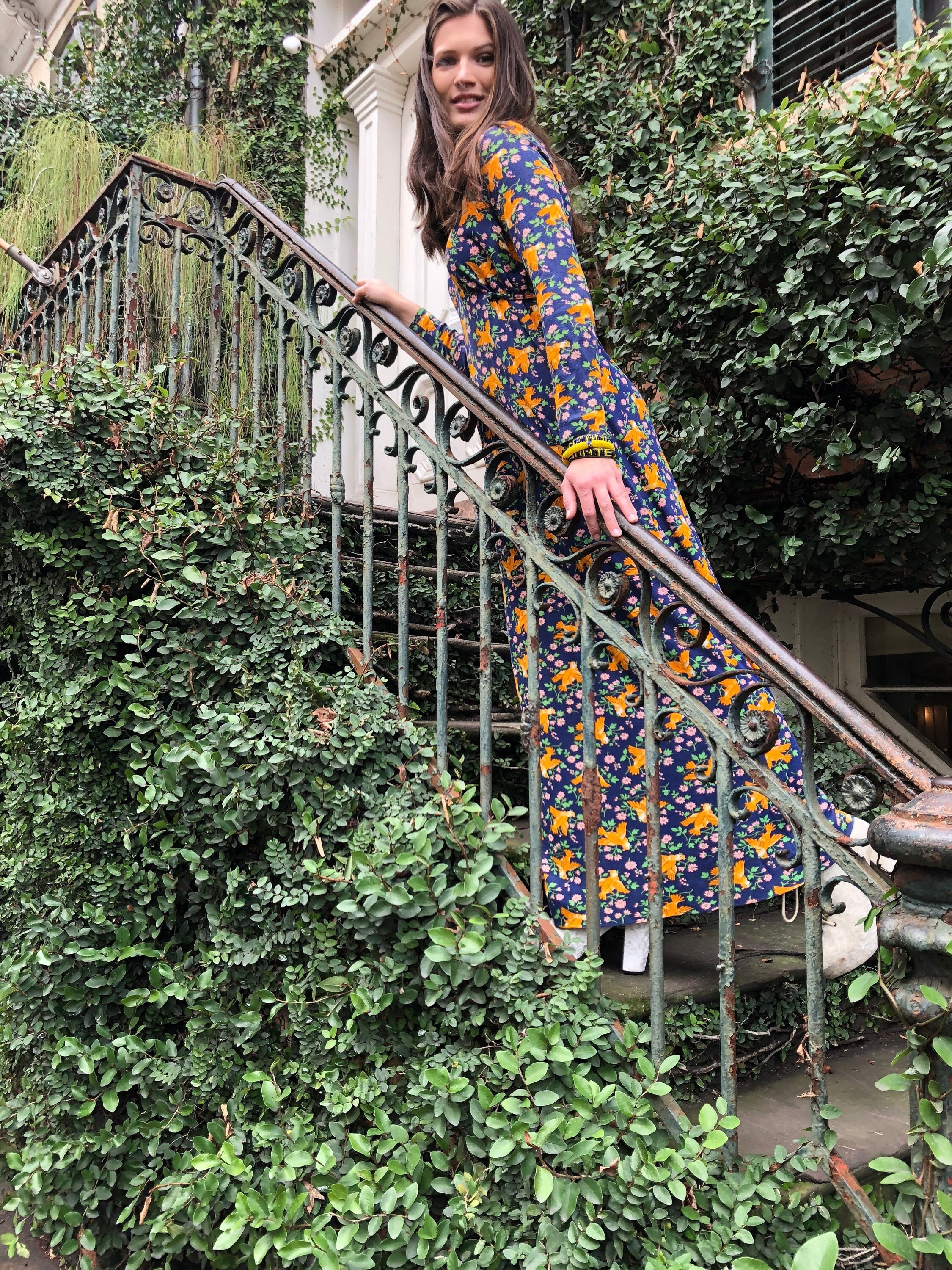 70s Saks Fifth Ave Hippie Maxi Dress With Bird and Botanical - Etsy