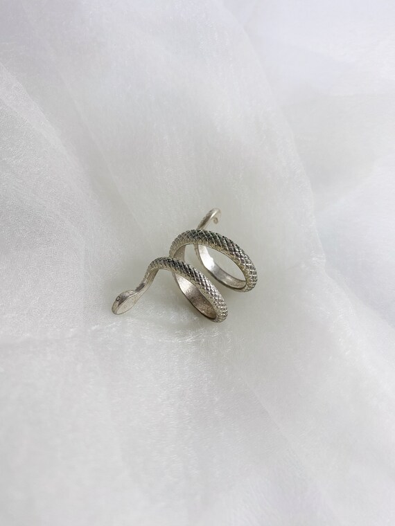 silver tone snake statement ring, vintage jewelry… - image 7