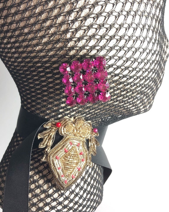 hot pink rhinestone clip earring, barbie core vin… - image 2