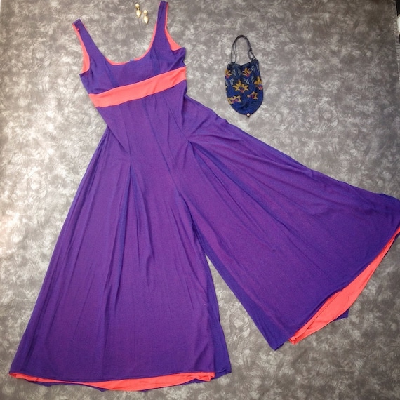 jersey jumpsuit / palazzo pant / purple pant / wid