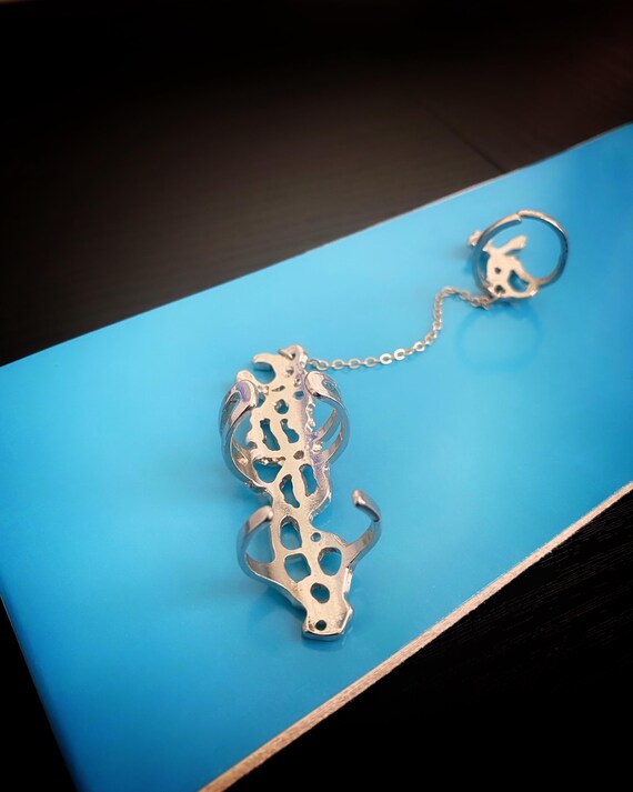 rhinestone rings with chains, statement jewelry s… - image 6