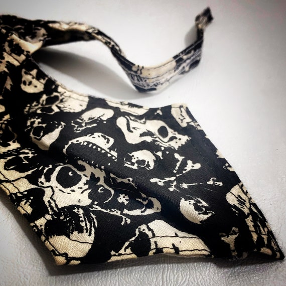 90s graphic goth skull print halloween head cover… - image 6