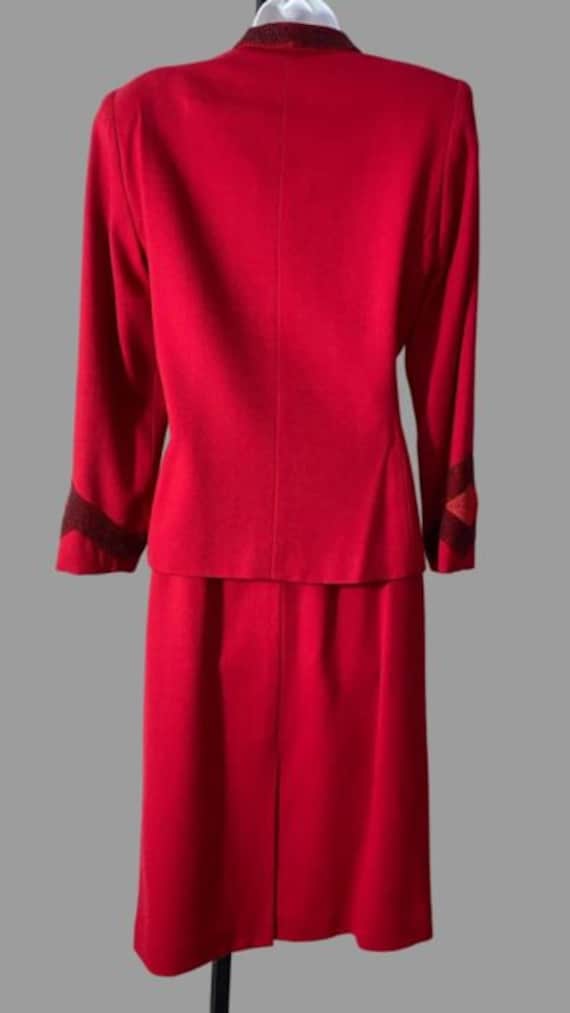 80s nolan miller red beaded suit, dynasty designe… - image 8