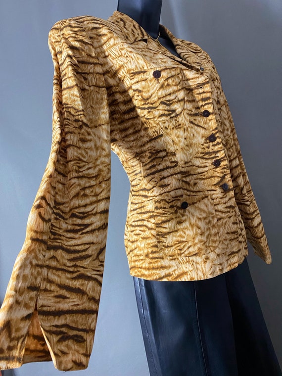 dana buchman animal print jacket, gold, brown, tan