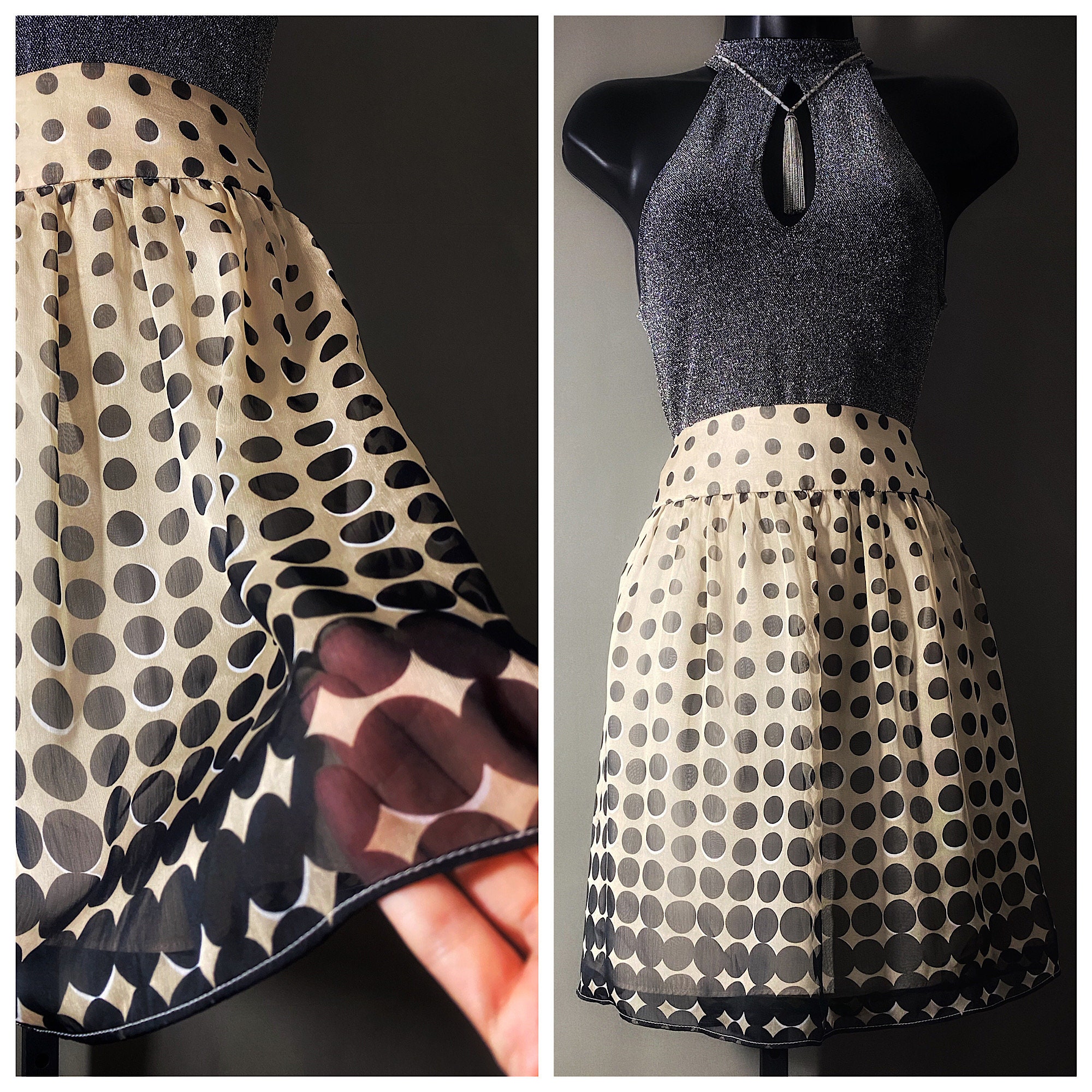 Colorful Dot Umbrella Skirt - High Waist Flared Mini Skirt, Retro 80s Geometric Print, Stretchy Polyester, Small To XL - View #11