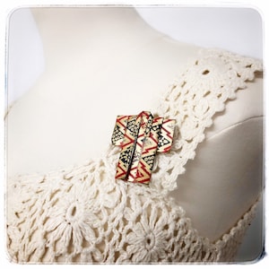 vintage origami kimono brooch, japanese paper brooch, vintage jewelry mothers day anniversary gift for her