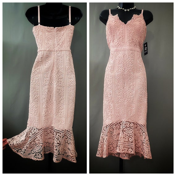 dusty rose pink lace cocktail dress nwt, sleevele… - image 2