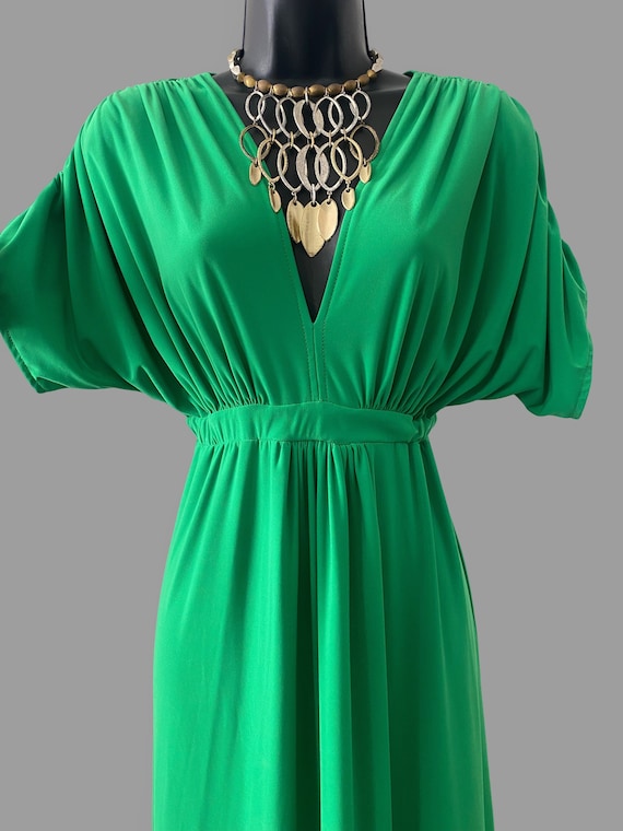 80s Emerald Green Goddess Gown, Long Vintage Maxi Dress - Etsy