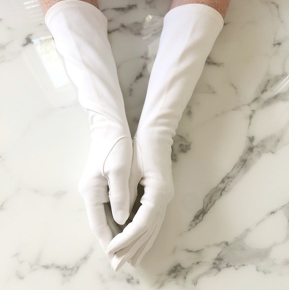 60s ivory opera gloves, van raalte nylon wedding … - image 4