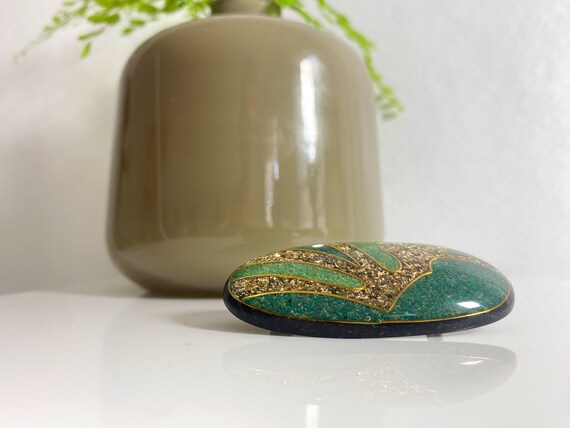deco emerald green oval brooch, vintage gatsby ho… - image 8