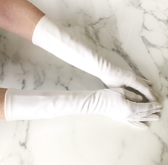 60s ivory opera gloves, van raalte nylon wedding … - image 6