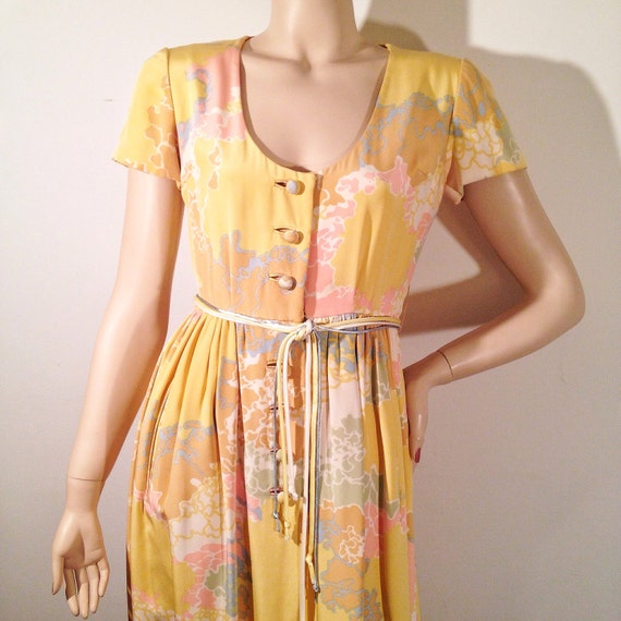 80s bill blass designer dress, vintage womens yel… - image 5