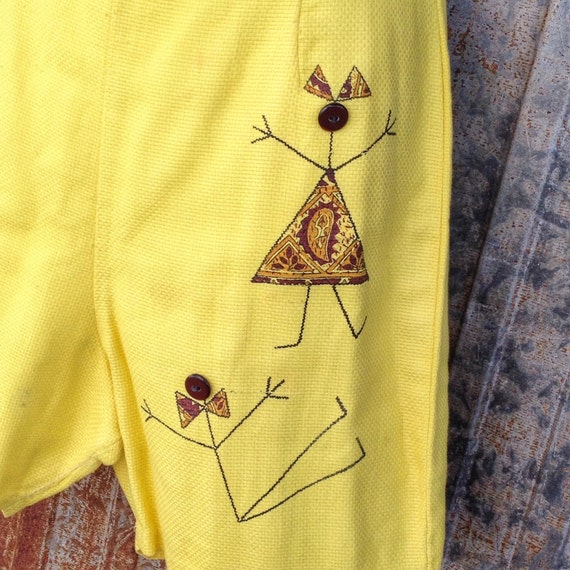 60s yellow cotton novelty short, womens vintage s… - image 5