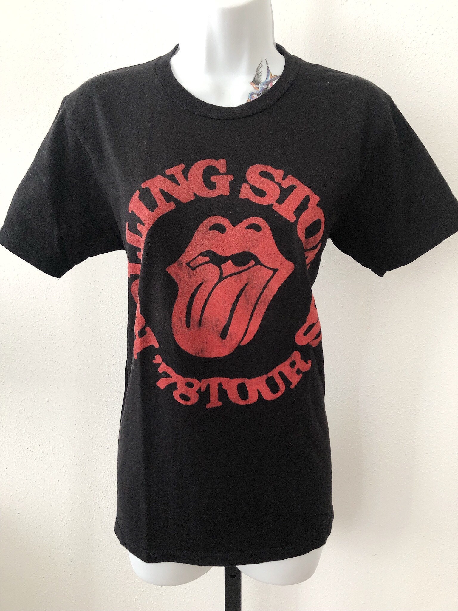 Rolling Stones 78 Tour T Shirt, Unisex Red and Black Sticky
