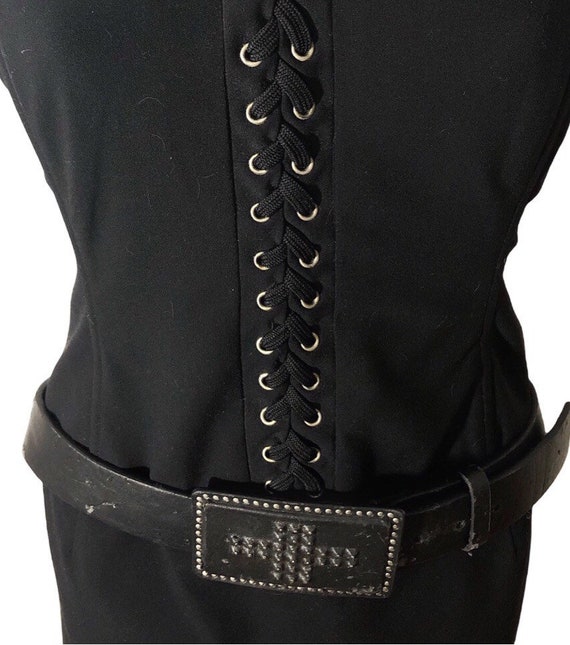 black strapless dress, bustier lace up corset sty… - image 8