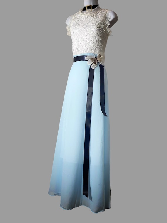 green emerald velvet dress Doulton Blue & White Tulle Layer Prom Ball Gown main image 1