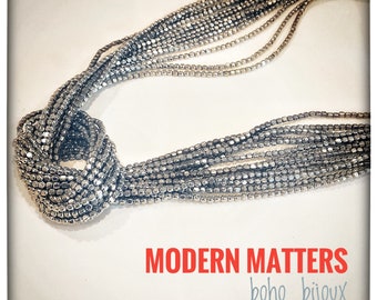vintage silver pyrite knot necklace, mothers day gift for her