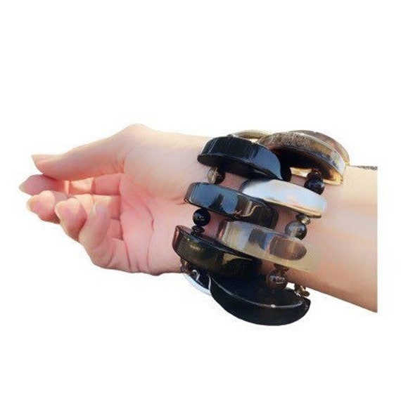 bold tribal bracelet, tortoise pattern resin stre… - image 2
