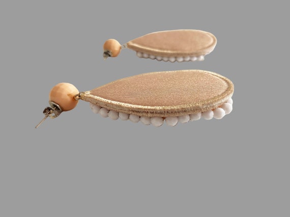 teardrop beaded dangle earrings, vintage statemen… - image 4