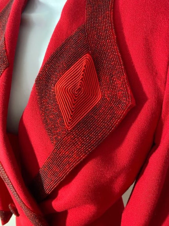 80s nolan miller red beaded suit, dynasty designe… - image 4