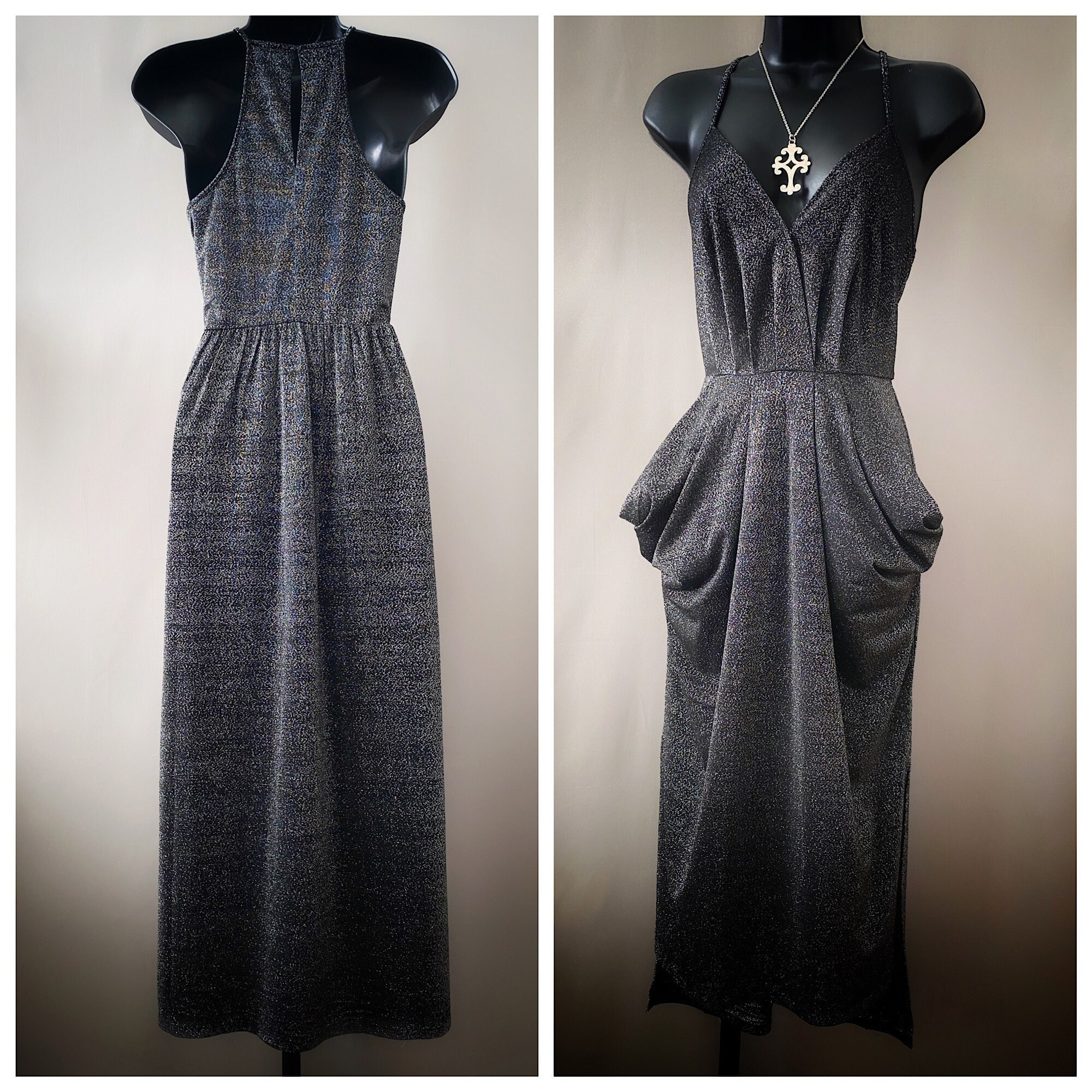 modernmatters Studio 54 Silver Metallic Disco Dress Vintage Bcbg Cocktail Holiday New Years Party