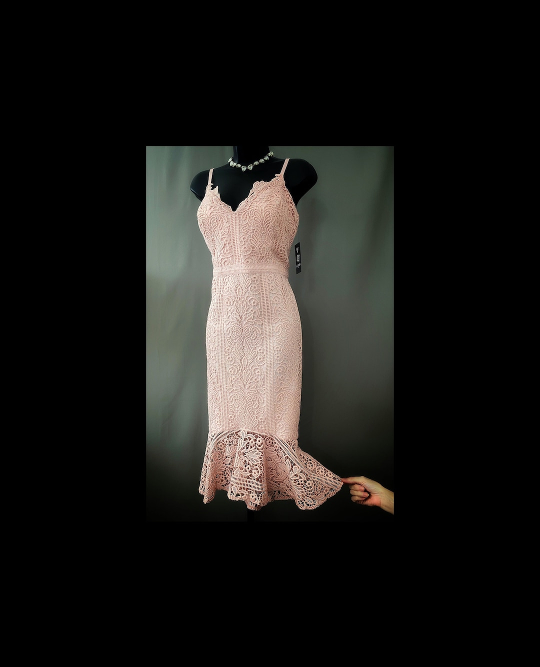 19057 Dusty Rose Short Sleeve Slit Lace Dress